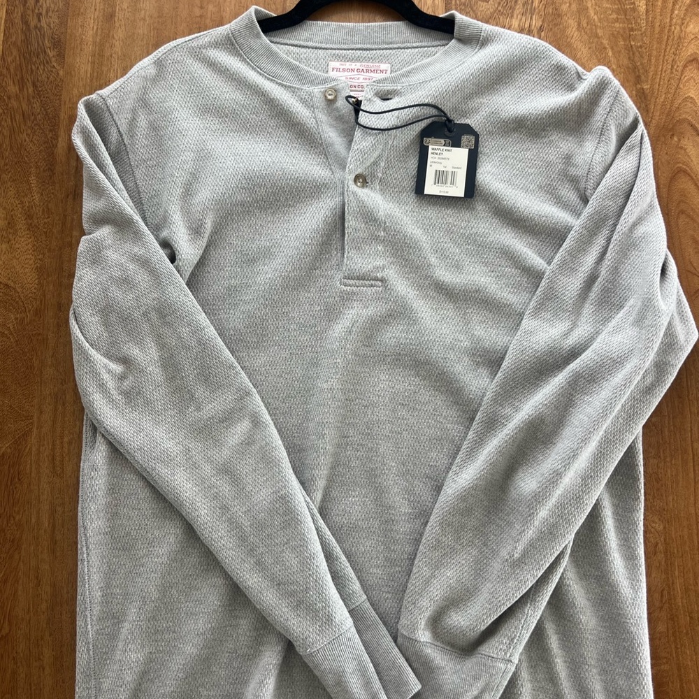 Filson Light Gray Waffle Knit Henley